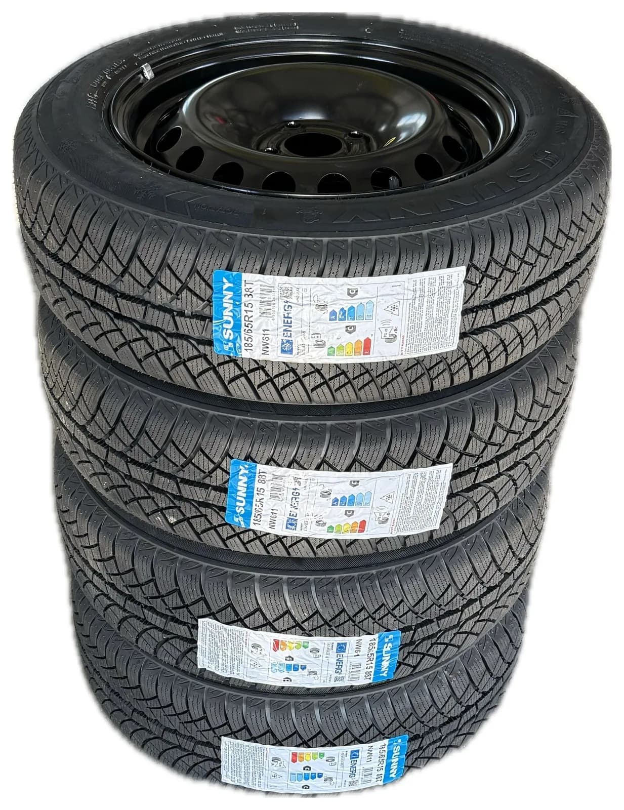 Set complet de iarnă 15" pentru Dacia Logan, 4 jante oțel Magnetto Wheels Italia + 4 anvelope iarnă 185 65 r15 Sunny 88T