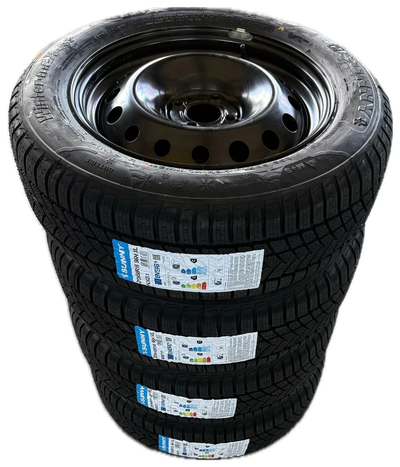 Set complet de iarnă 16" pentru Dacia Stepway, Dacia Jogger, 4 jante oțel + 4 anvelope iarnă 205 60 r16 Sunny 96H XL