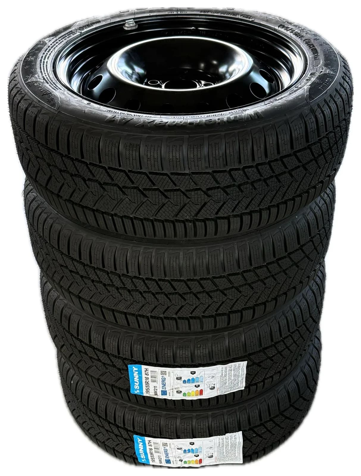 Set complet de iarnă 16" pentru Dacia Logan, 4 jante oțel + 4 anvelope Sunny 195 55 r16